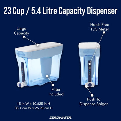 Dispensador de 23 tazas, filtro de agua de 5 etapas, listo para usar, con 0 TDS (certificado por IAPMO)